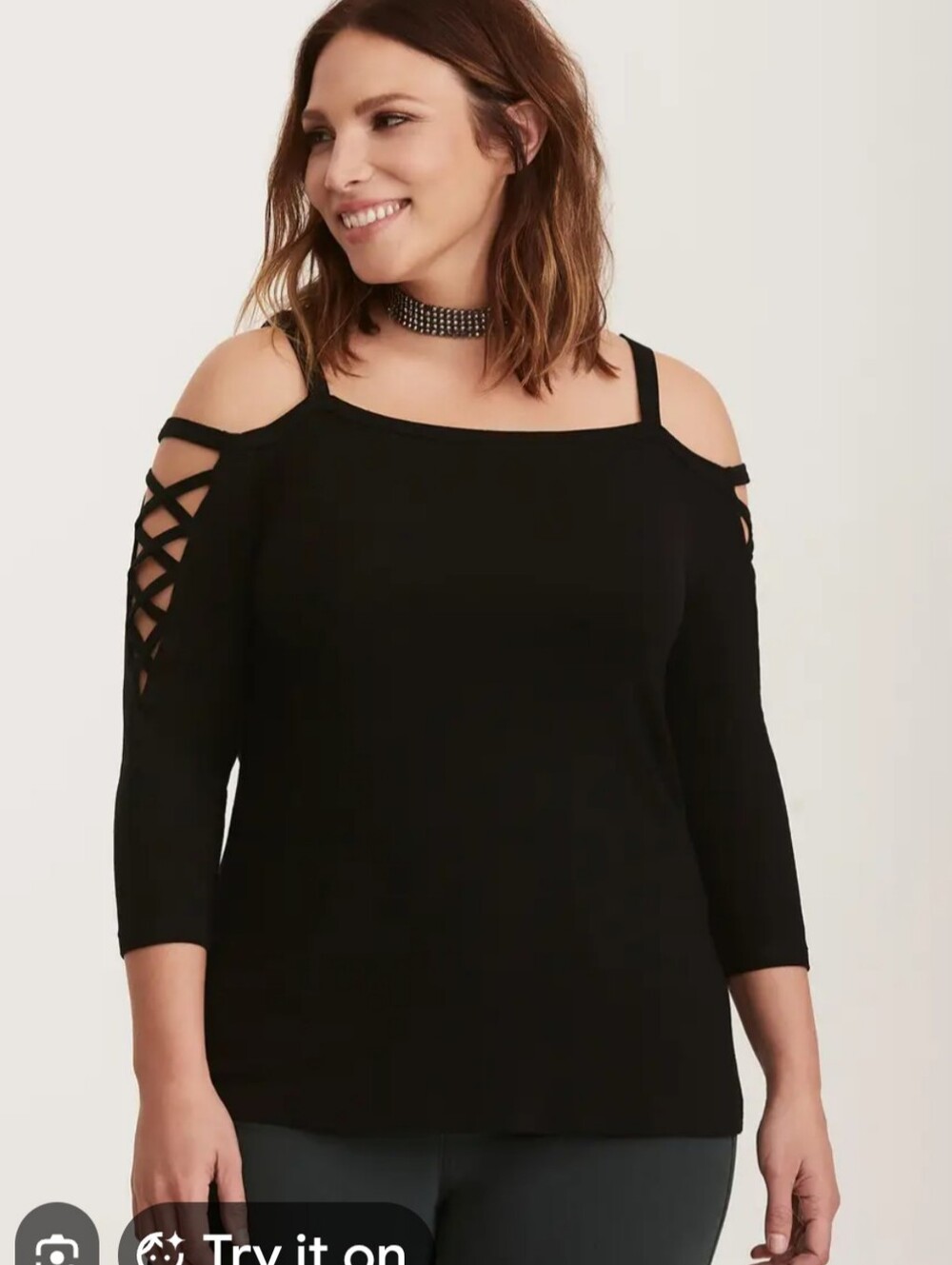 🖤 Torrid Black Cold Shoulder Lace Up Sleeves Top